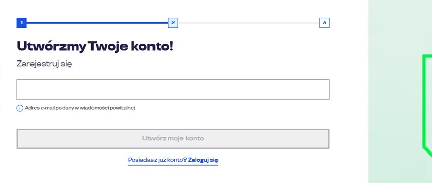 Formularz wypełniania danych do rejestracji konta