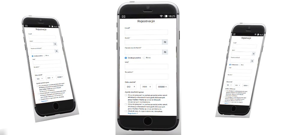 aplikacja mobilna formularz logowania