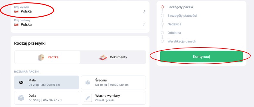 formularz tworzenia listu przewozowego na wysyłkę towaru Polska - Mołdawia